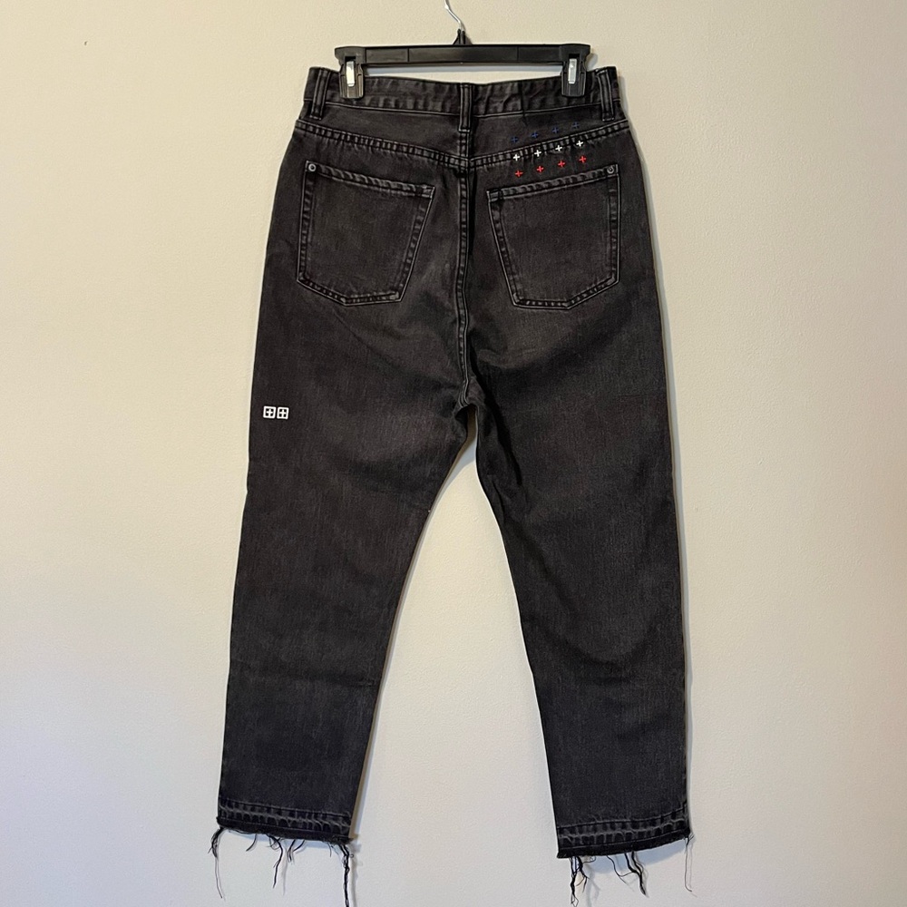 Ksubi Black Cropped Raw Hem Jeans 29”
